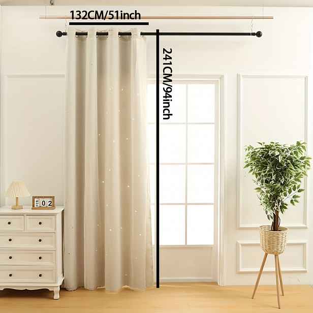 TEMU 1PC Star Yarn Cloth Dvouvrstvá Záclona Vhodná Pro Obývací Pokoj, Ložnici, Kuchyni, Koupelnu, Domácí Dekoraci, Pokojovou Dekoraci