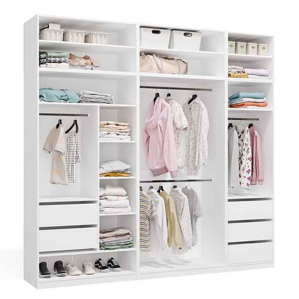 TP Living Modulární otevřená šatní skříň Openo 250 cm bílá