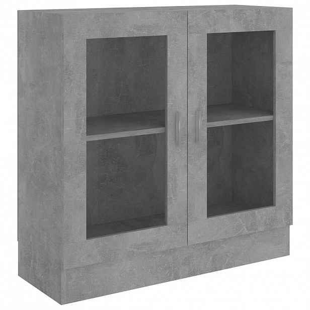vidaXL Prosklená skříň betonově šedá 82,5x30,5x80 cm kompozitní dřevo