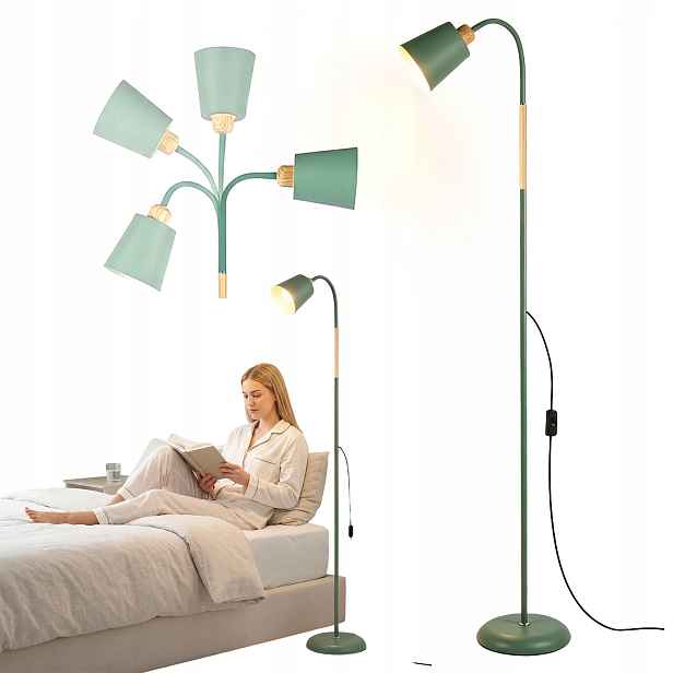 Stojací podlahová lampa E27 Lampička na čtení Noční Nožní spínač 150 cm