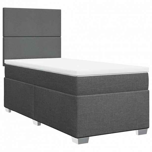 vidaXL Box spring postel s matrací tmavě šedá 90x200 cm textil