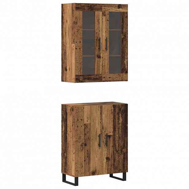 vidaXL Vysoký bufet 2 ks Staré dřevo 69,5 x 34 x 180 cm