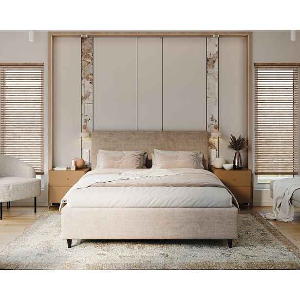 FDM Čalouněná postel Line Plus se zvedacím roštem Nano Velvet latte, velikost 180x200
