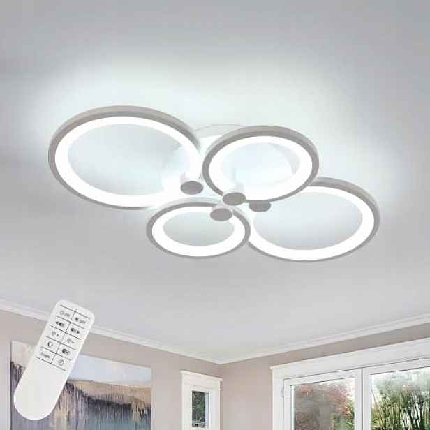 Stropní Led lampa lustr bílý kulatý 4 kruhy moderní s dálkovým ovládáním 42W