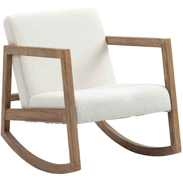 OKWISH HOUPACÍ křeslo 81/60/71 cm krémově bílé z polyesteru a kaučukového dřeva s měkkým polstrováním