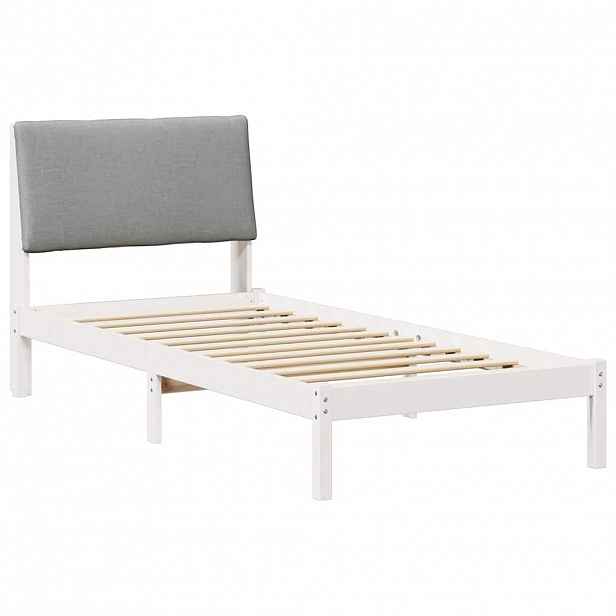 vidaXL Rám postele s čelo Bílá a světle šedá 100 x 200 cm