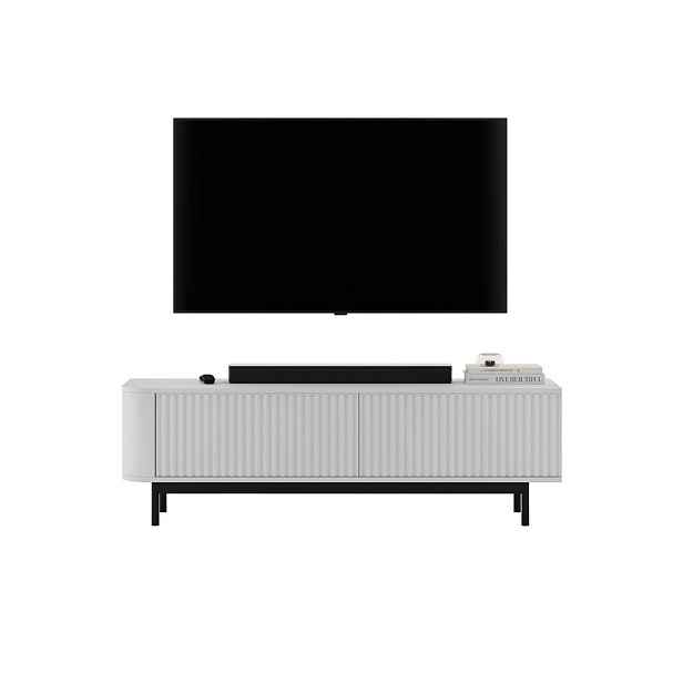 Meble Lindner TV stolek Aurora bílý matný 140 cm s kovovým rámem