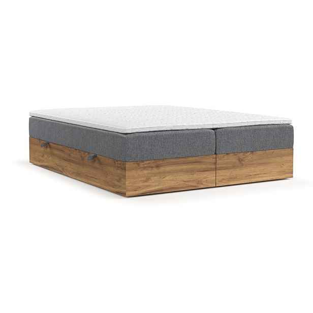 Boxspring postel s úložným prostorem v šedo-přírodní barvě 160x200 cm Faro – Maison de Rêve