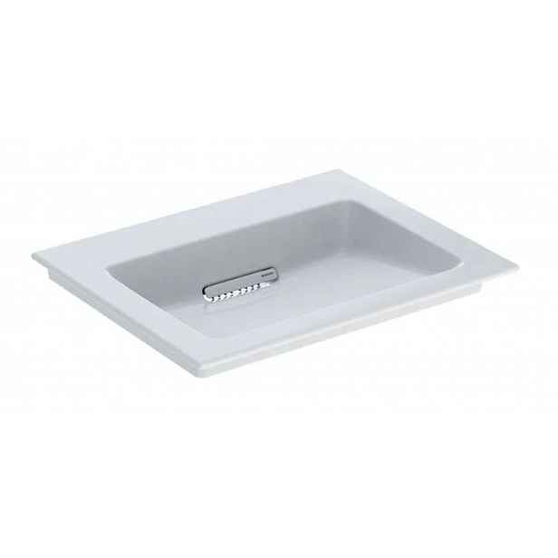 Geberit ONE - Umyvadlo nábytkové 60x48x13 cm, skrytý přepad, bez otvoru pro baterii, vodorovný odtok, KeraTect, bílá 505.001.00.1