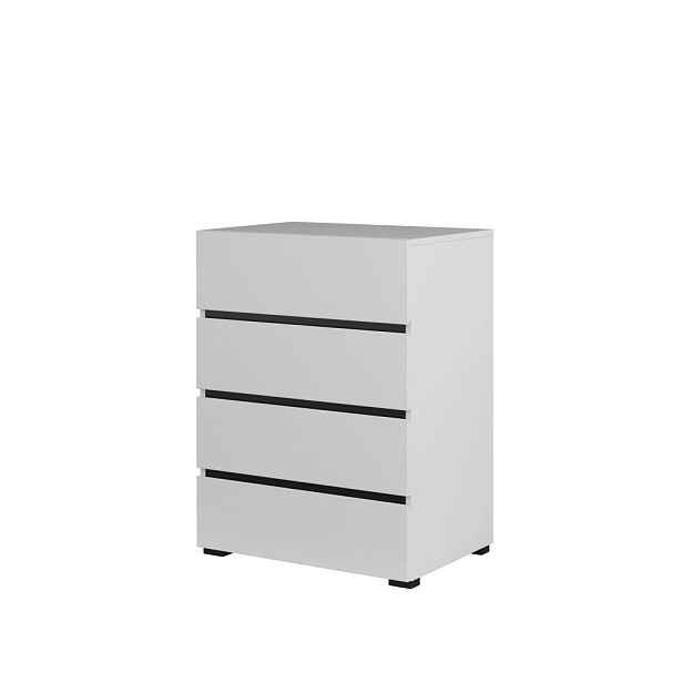 Komoda BONIFACIO 4S 60 cm, bílá/černá