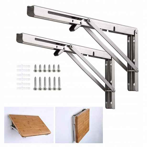 Set 2x Skládací Úhelník Pod Poličku Stůl Deska 500×170 mm do 150 kg