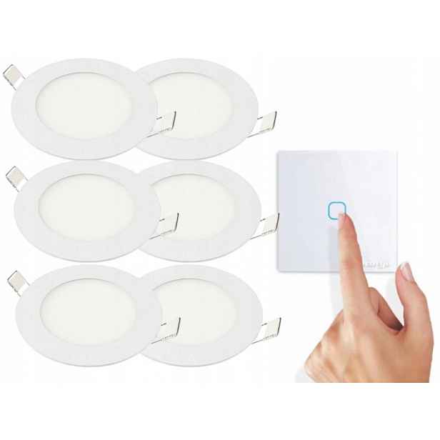 6x Tenký panelová lampa Slim Led 3W spínač
