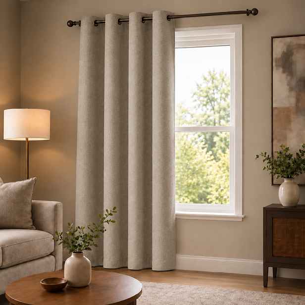 100% zatemňující závěs SUPER BLACKOUT béžový 205 s kroužky 140×250 cm