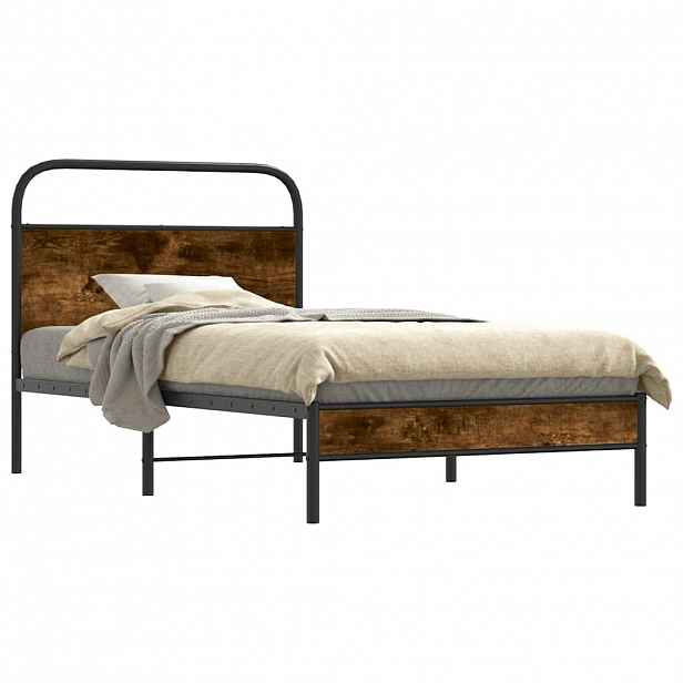 vidaXL Rám postele bez matrace 90x190 cm kouřový dub kompozitní dřevo