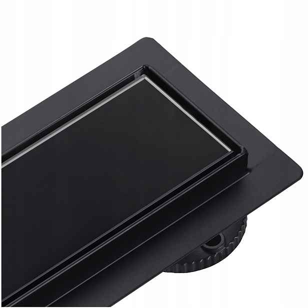 Aquauno Lineární Odtok 60 CM S Černým Dekorativním Skleněným Panelem