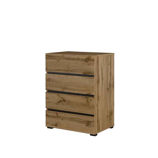 Komoda BONIFACIO 4S 60 cm, dub wotan/černá
