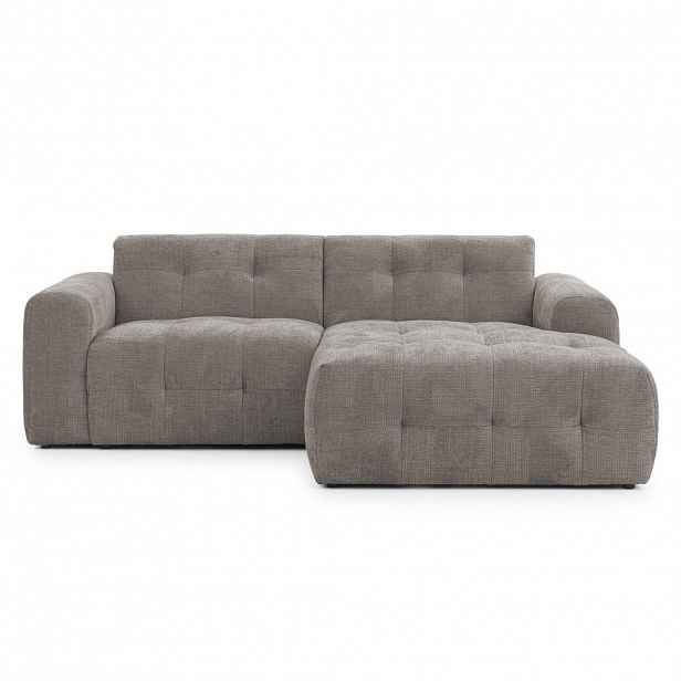 luma-home ROHOVÁ POHOVKA s otomanem vpravo, rafinovaným prošíváním, 234 × 161 × 79 cm (Š×H×V), potah ze ženilky v hnědé barvě taupe / 21041
