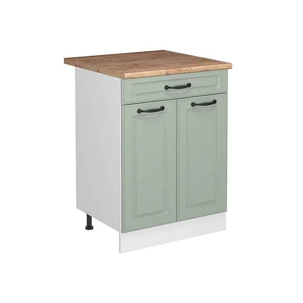 Vicco SPODNÍ SKŘÍŇKA KUCHYŇSKÉ LINKY R-Line, Mint venkovský dům/Bílá, 60 cm se zásuvkou pracovná doska Dub Goldkraft