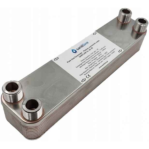 Výměník Tepla Sanitline 20 Desekový Výkon 25 kW 4x 3/4" Přípojky Co Cwu