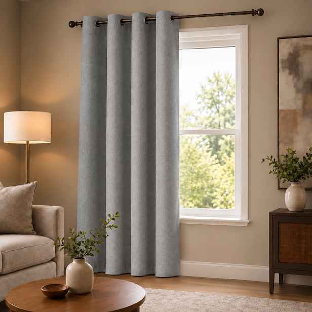 100% zatemňující závěs SUPER BLACKOUT šedý 023 s kroužky 140×250 cm