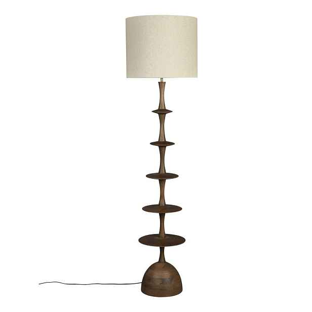 Krémová/v tmavě přírodní barvě stojací lampa s textilním stínidlem (výška 179 cm) Cath – Dutchbone
