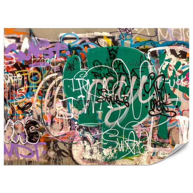 Muralo FOTOTAPETA do Studentského Pokoje Pouliční Umění Barevné Graffiti Městský Styl 100x70