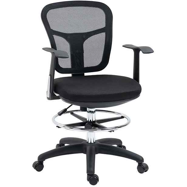 OKWISH ERGONOMICKÁ kancelářská židle 59/59/95-115 cm černá z polyesteru s nastavitelnou opěrkou nohou a područkami