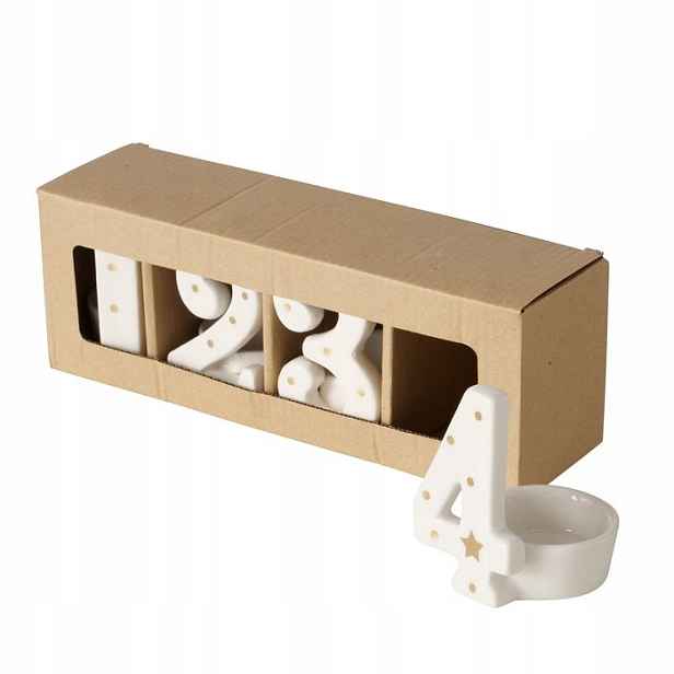 Porcelánové Adventní Svícny S Čísly 6X7X8,5 CM, Bílé, Ručně Vyrobené