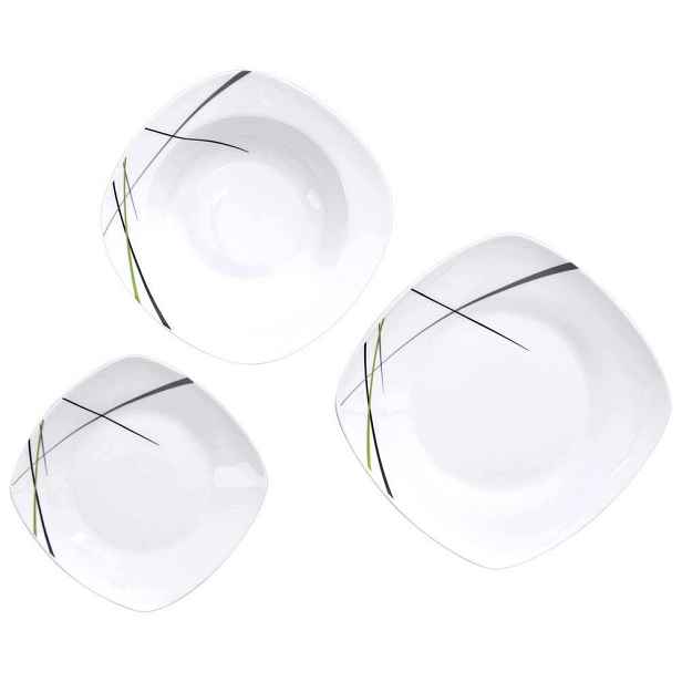 Porcelánový Jídelní Set 18 Ks Pro 6 Osob, Čtvercové Talíře
