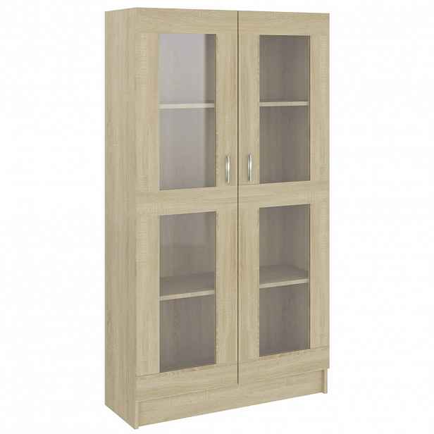vidaXL Prosklená skříň dub sonoma 82,5x30,5x150 cm kompozitní dřevo