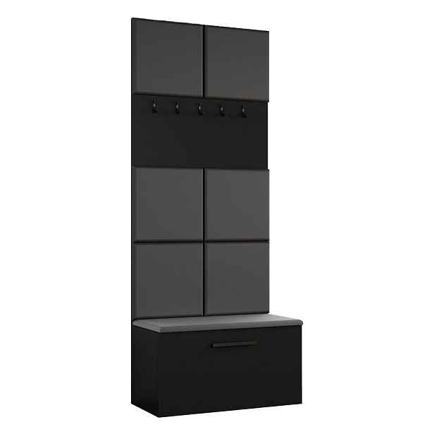 MASSENO MODERNÍ PŘEDSÍŇOVÁ SESTAVA MODULO, 80,6/204/40 cm, černá