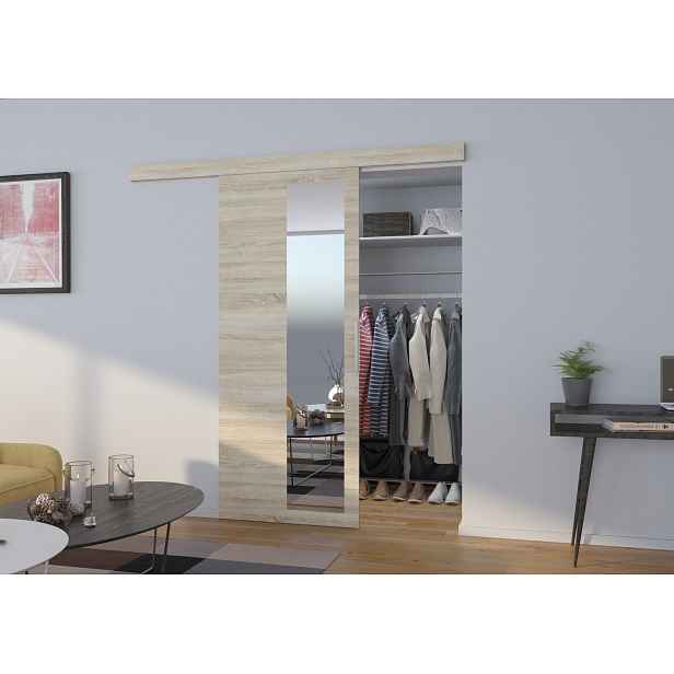 Interiérové posuvné dveře se zrcadlem 86 cm FADORA - dub sonoma