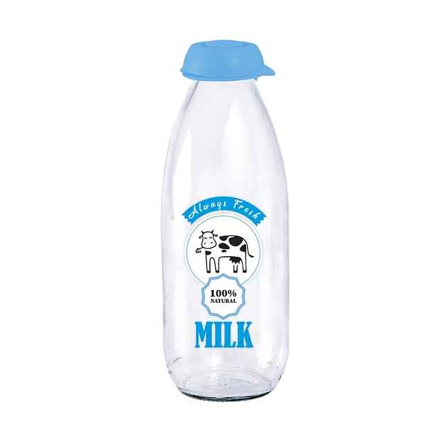 láhev 1,0l na mléko, ALWAYS FRESH, plast.uzávěr, sklo
