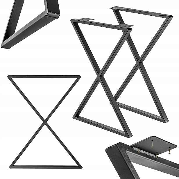 Nogi Pro Metalový Stůl Biurko Loft "X" Černý Industrial 60x77 cm