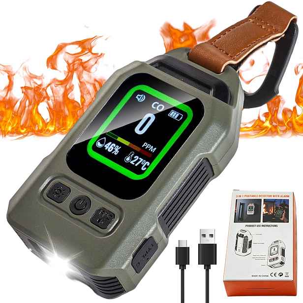Přenosný senzor Co s svítilnou 2000 mAh pro karavan a stan jako Dárek