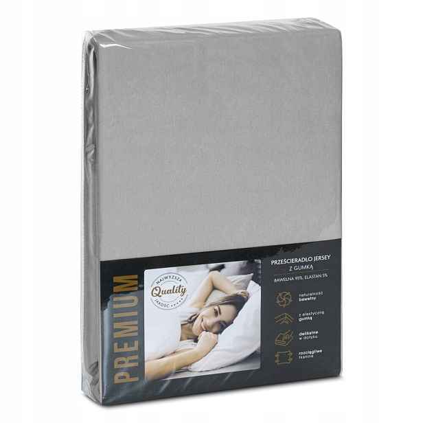 Prostěradlo jersey s gumičkou Premium 160x200 Eurofirany stříbrné