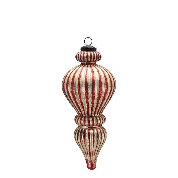 Vánoční veliká červená champagne skleněná ozdoba Ornament – Ø 13*30 cm Chic Antique
