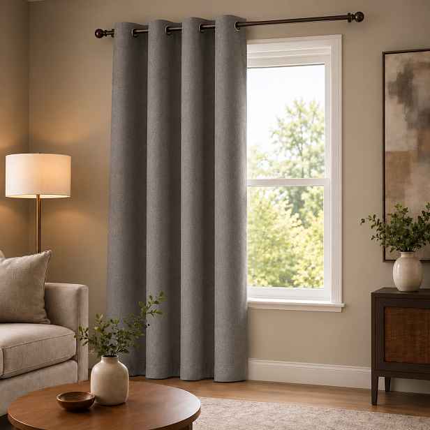 100% zatemňující závěs SUPER BLACKOUT tmavě šedý 008 s kroužky 140×250 cm