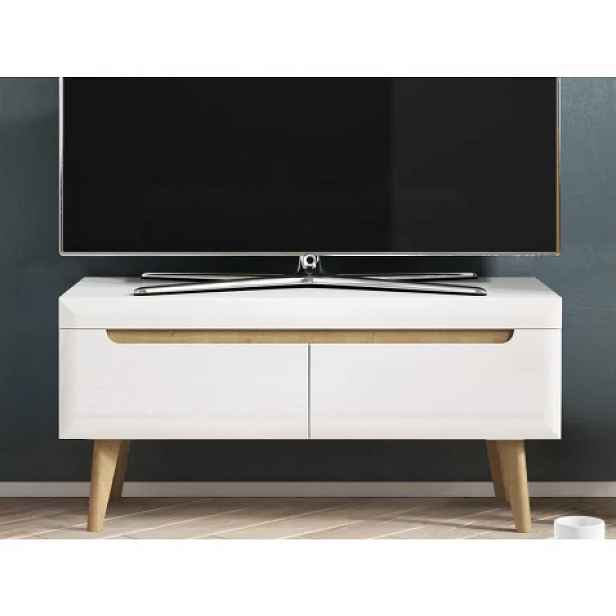 Televizní skříňka Nordi, 107 cm, dub riviera/bílá lesk