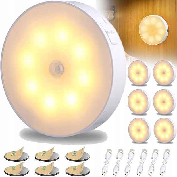 6X Noční Lampa Pro Kontakt Se Senzorem Pohybu Soumraku Režimy Zásuvka