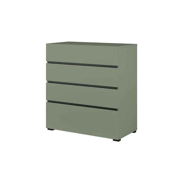 Komoda BONIFACIO 4S 80 cm, zelená/černá