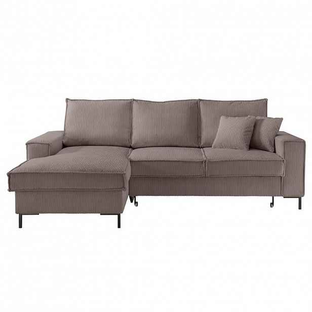 luma-home ROHOVÁ POHOVKA s funkcí rozkládání, úložným prostorem, levostrannou récamiérou, 240 × 150 × 92 cm (Š×H×V), manšestr hnědá taupe / 17225