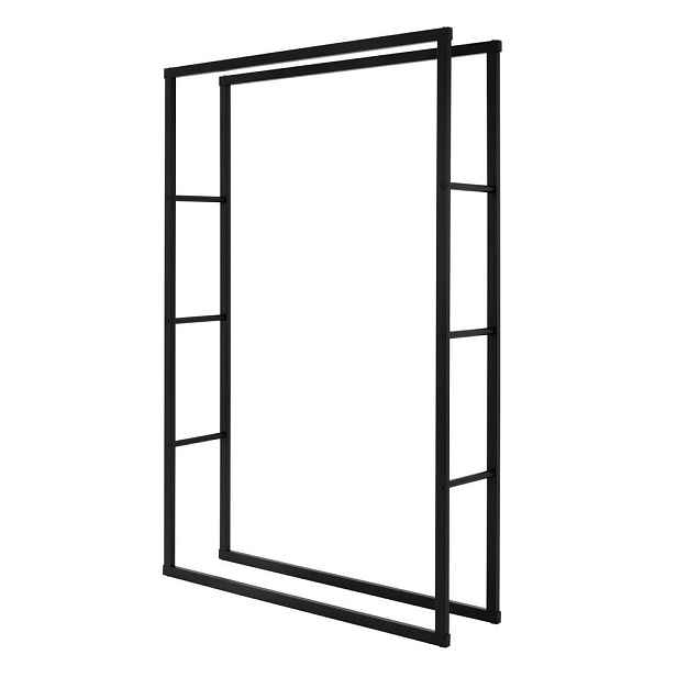 ML-DESIGN POLIČKA NA DŘEVO DO KRBU 100 x 150 x 25 cm, obdélníková, černá, kovová, pro vnitřní i venkovní použití