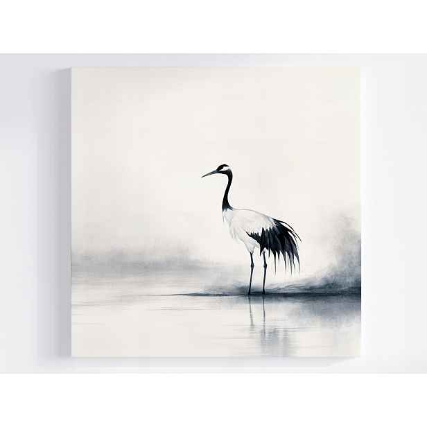 Obraz Na Plátně Canvas Kresba Grafika B&w Pták Čapla Fauna Příroda 50x50
