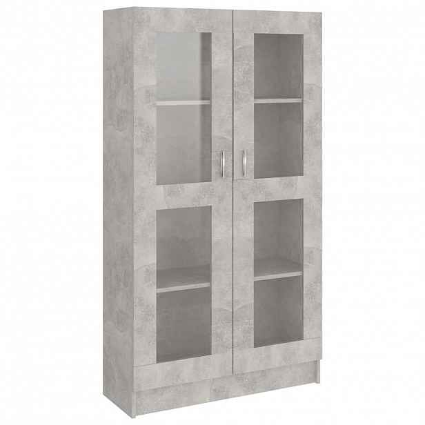vidaXL Prosklená skříň betonová šedá 82,5x30,5x150 cm kompozitní dřevo