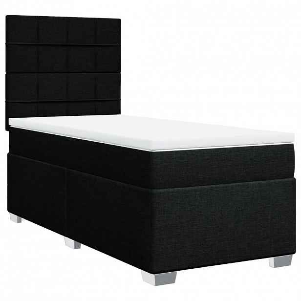 vidaXL Box spring postel s matrací černá 90x200 cm textil
