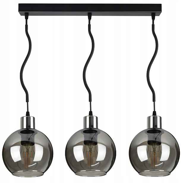 Skleněná závěsná lampa Lustr Spline Chrom Kula