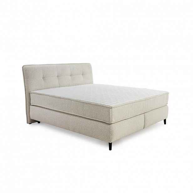 luma-home POSTEL s boxspringem 180 × 200 cm, extra silná oboustranná matrace s 7 zónami, kapesní pružiny H3/H4, plochá tkanina béžová-šedá / 20024
