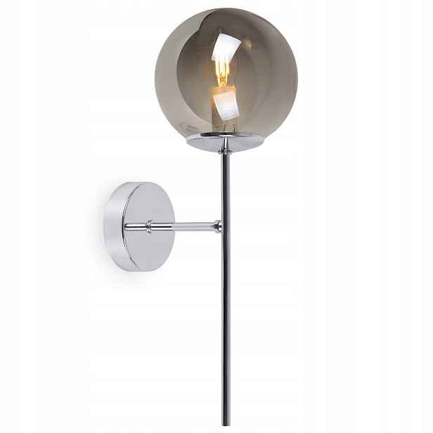 Nástěnná Kuchyňská Nástěnná Lampa Chrom Skleněná Grafitová Koule E14