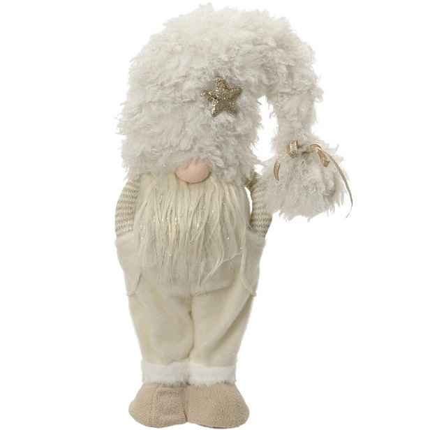 Vánoční figurka z polyesteru Stojící skřítek krémový 62 cm 1 Ks
